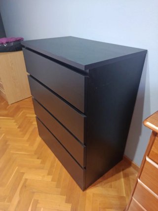 Cómoda 4 cajones madera oscura