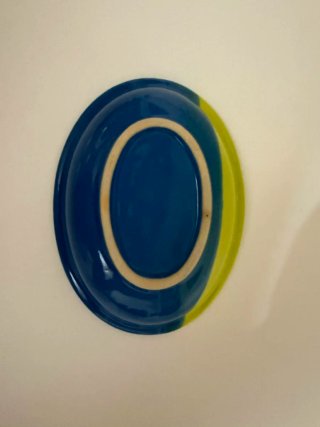 Jabonera de cerámica azul y verde