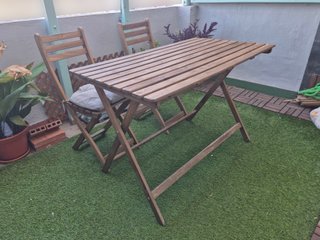 Conjunto Mesa y Sillas Jardín Ikea Madera