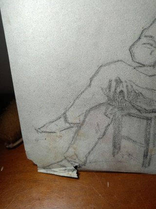 Dibujo antiguo de hombre sentado