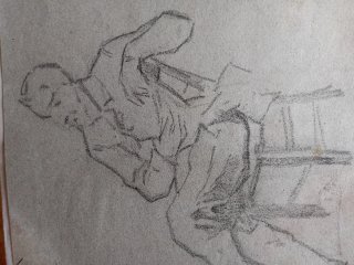 Dibujo antiguo de hombre sentado
