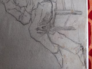 Dibujo antiguo de hombre sentado
