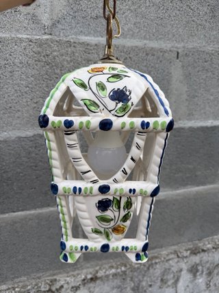 Lámpara vintage cerámica flores