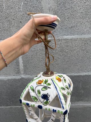 Lámpara vintage cerámica flores