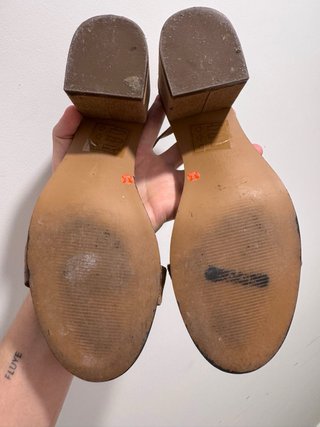 Sandalias tacón piel ante marrón