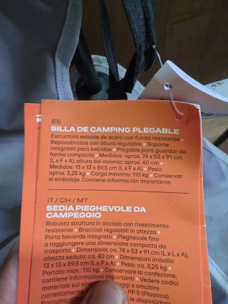 2 Sillas Plegables Camping Tela y Metal