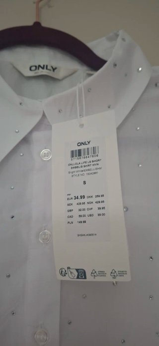 Camisa ONLY blanca con pedrería Talla S