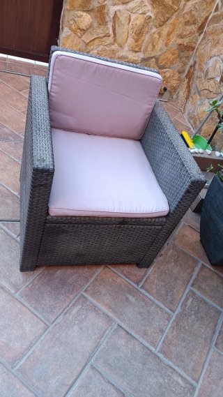 Conjunto Muebles Jardín Gris sintético
