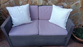 Conjunto Muebles Jardín Gris sintético