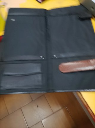 Cartera Caballero Piel Negra Marrón Años 80- NUEVA