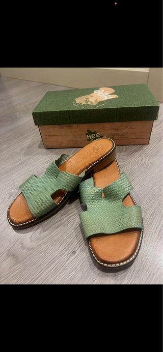 Sandalias Hee Piel Verde Talla 39