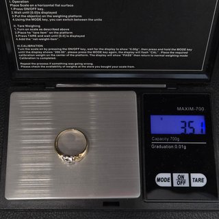 Solitario oro Bicolor de 18k Diamante. 3.52g T-14