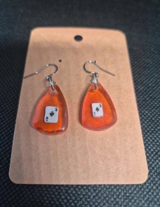 Pendientes Resina Baraja Cartas Naranja