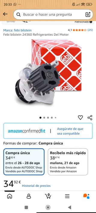 Bomba de agua Febi Bilstein 24360