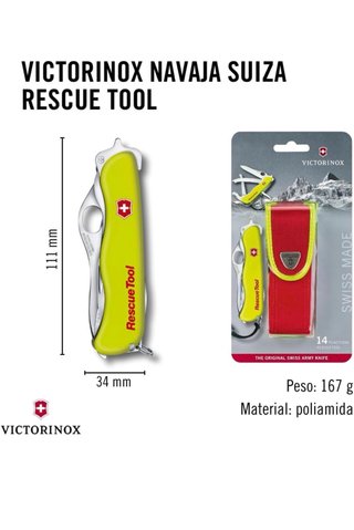 navaja de bolsillo de rescate, hecha en Suiza