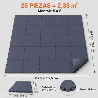25 baldosas suelo garaje VEVOR gris grafito