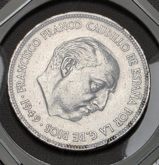 Moneda España 5 Pesetas año 1949☆50 Niquel