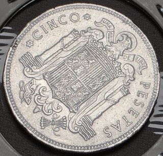 Moneda España 5 Pesetas año 1949☆50 Niquel