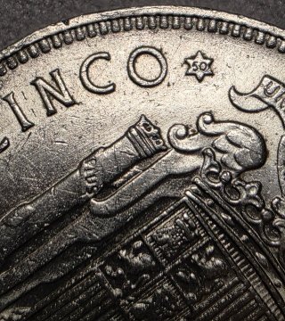 Moneda España 5 Pesetas año 1949☆50 Niquel