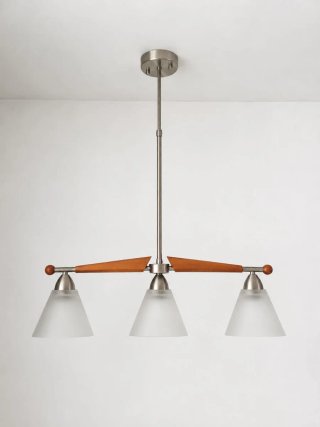 Lámpara de techo 3 tulipas madera y metal