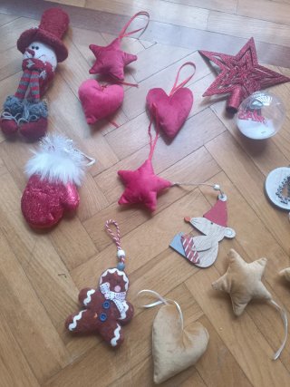 Lote 14 adornos navideños tela y peluche
