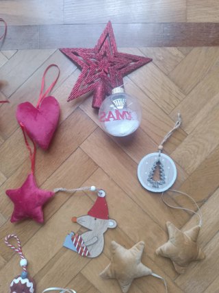 Lote 14 adornos navideños tela y peluche