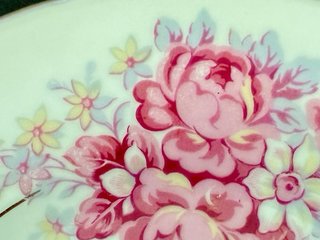 🇫🇷 Limoges Platos Postre Flores Rosas