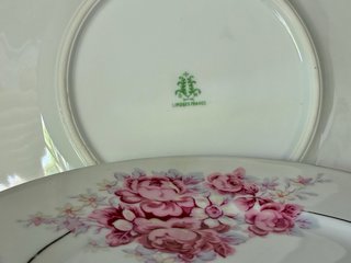 🇫🇷 Limoges Platos Postre Flores Rosas