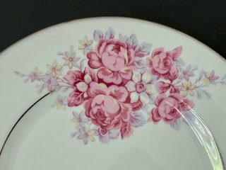 🇫🇷 Limoges Platos Postre Flores Rosas