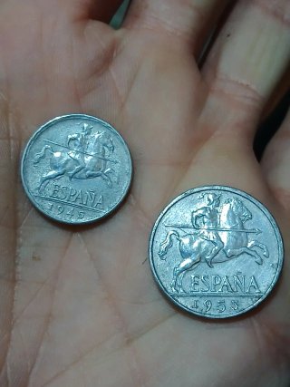Monedas España 1945 y 1953
