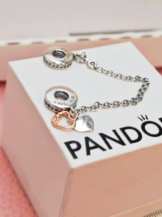 Cadena de seguridad Pandora plata Rose gold