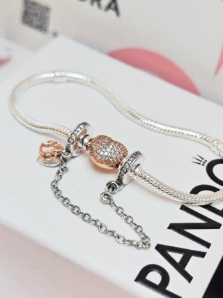 Cadena de seguridad Pandora plata Rose gold