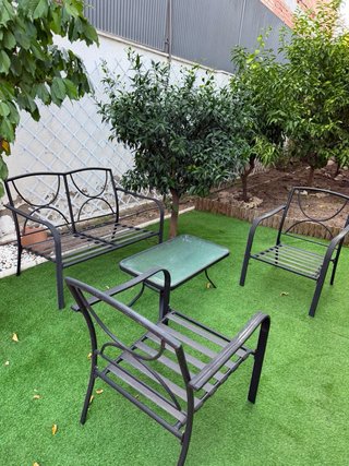 Conjunto Muebles Jardín 3 Piezas Negro/Verde