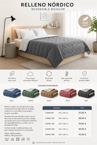 Edredón bicolor cama 150( 240x 220cm)