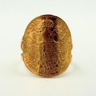 Anillo Moneda Oro 18K; Talla 14; 4,60g