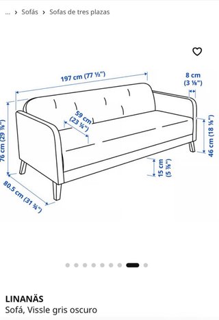 Sofá Ikea Linanas gris tela