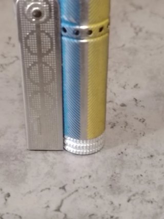 Mechero antiguo coleccionista plata y azul