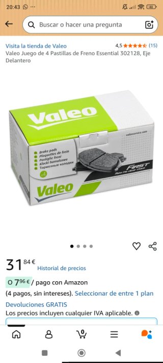 Pastillas Freno Valeo Renault Delanteras