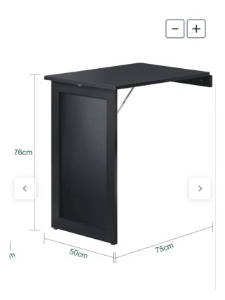 Mesa escritorio de pared plegable negra