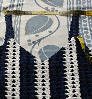Vestido crochet rayas azul marino y blanco Zara S