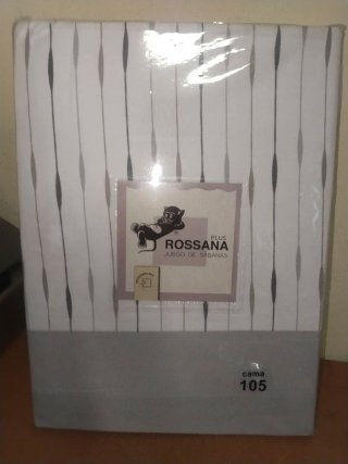 Juego Sábanas Cama 105 Blanco y Gris