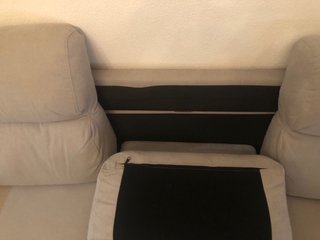 Sofá chaise longue gris tela