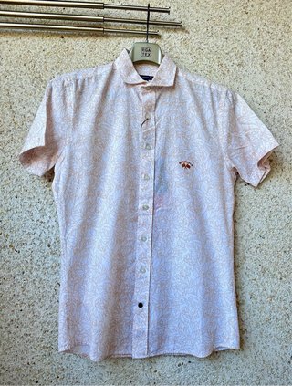 Camisa Spagnolo Manga Corta Estampada Blanca