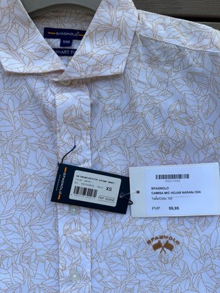 Camisa Spagnolo Manga Corta Estampada Blanca