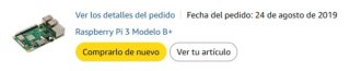 Raspberry Pi 3 B+ con disipador dorado