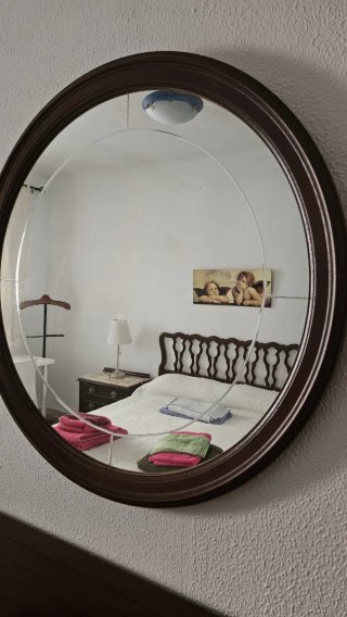 Espejo redondo madera