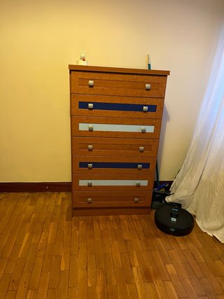 Cajonera 7 cajones madera y azul
