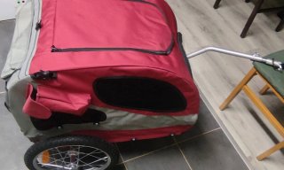 Remolque Bicicleta Perro Gris/Rojo