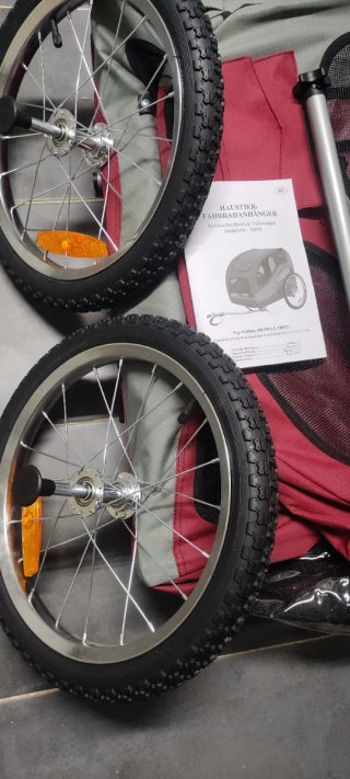 Remolque Bicicleta Perro Gris/Rojo