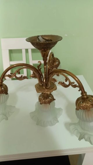Lámpara de techo bronce y cristal